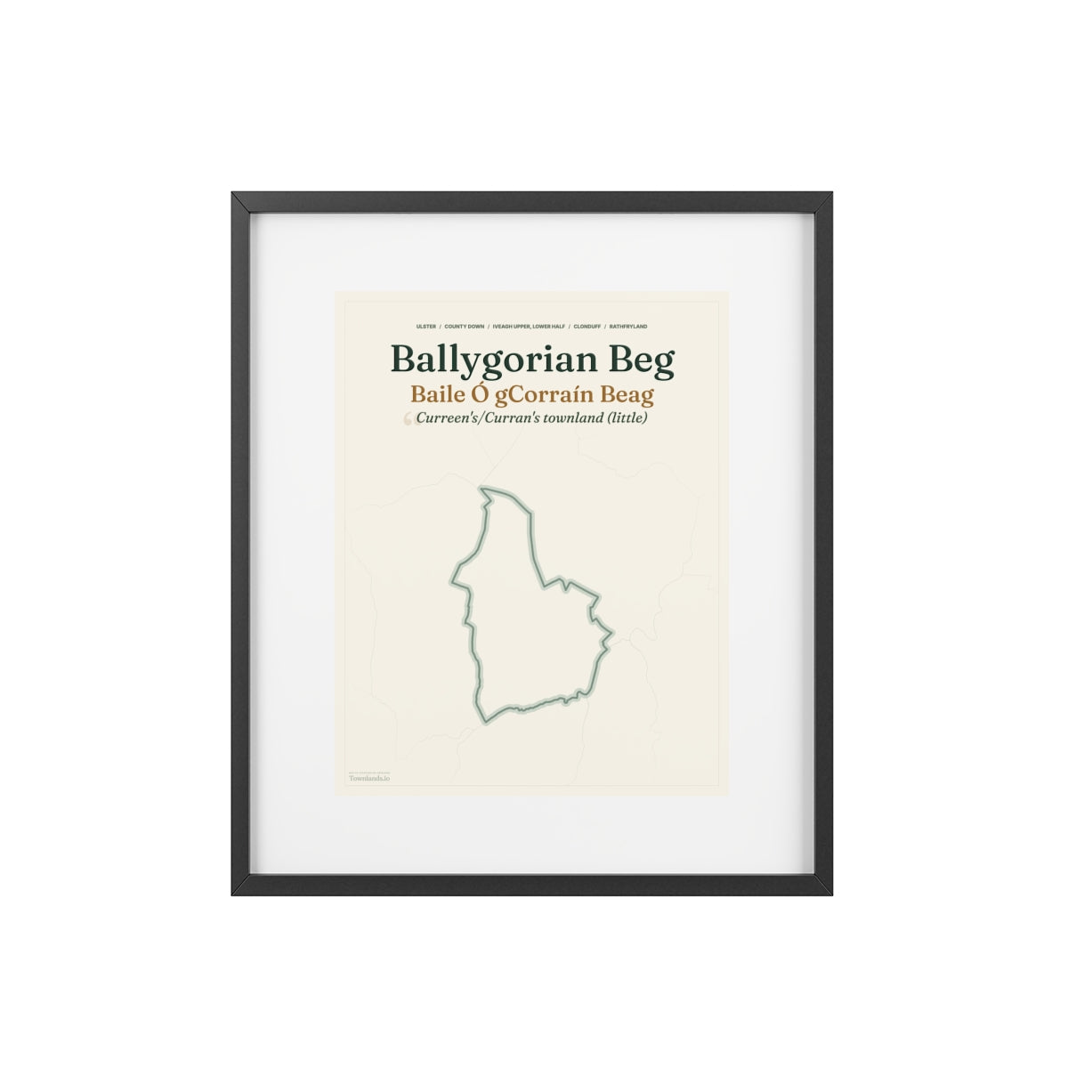Ballygorian Beg print, flat supplier front view on white