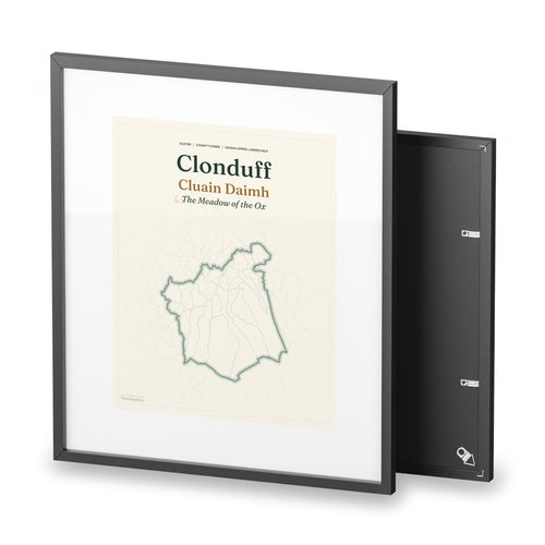 Clonduff framed print, angled supplier view on white