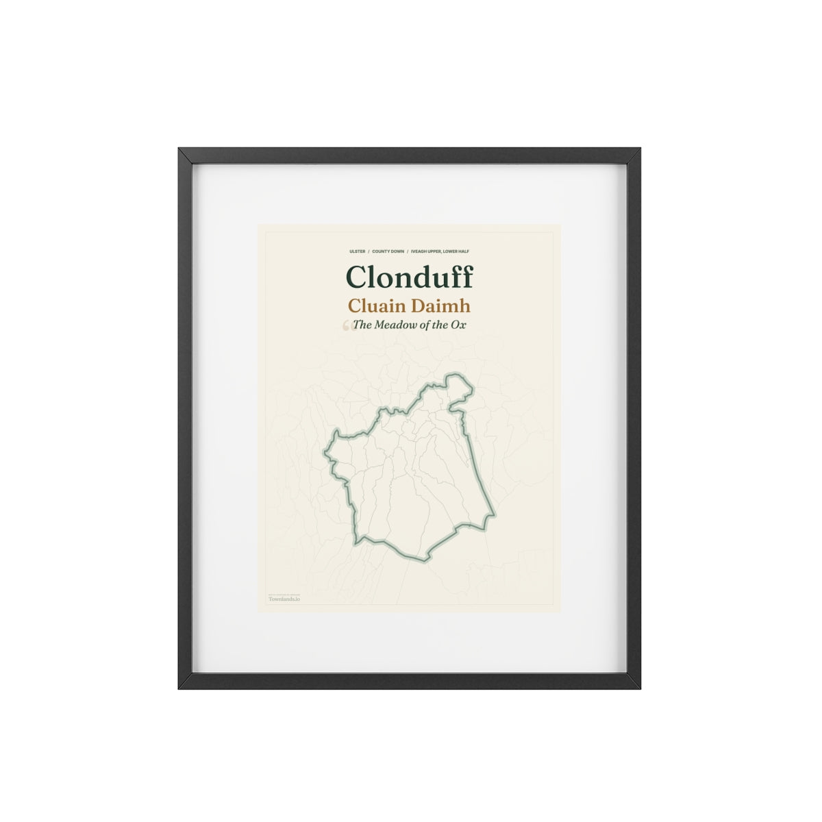 Clonduff print, flat supplier front view on white
