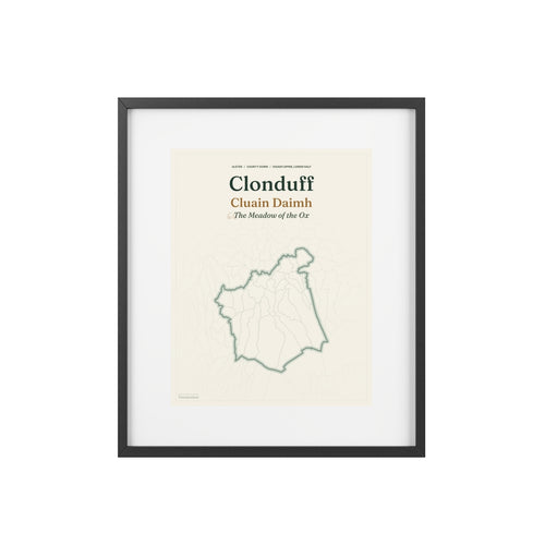 Clonduff print, flat supplier front view on white