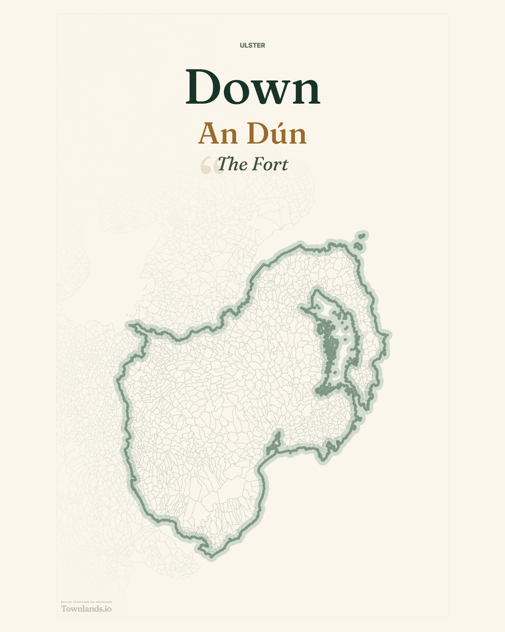 County Down framed print artwork — Large, 12×18 inches
