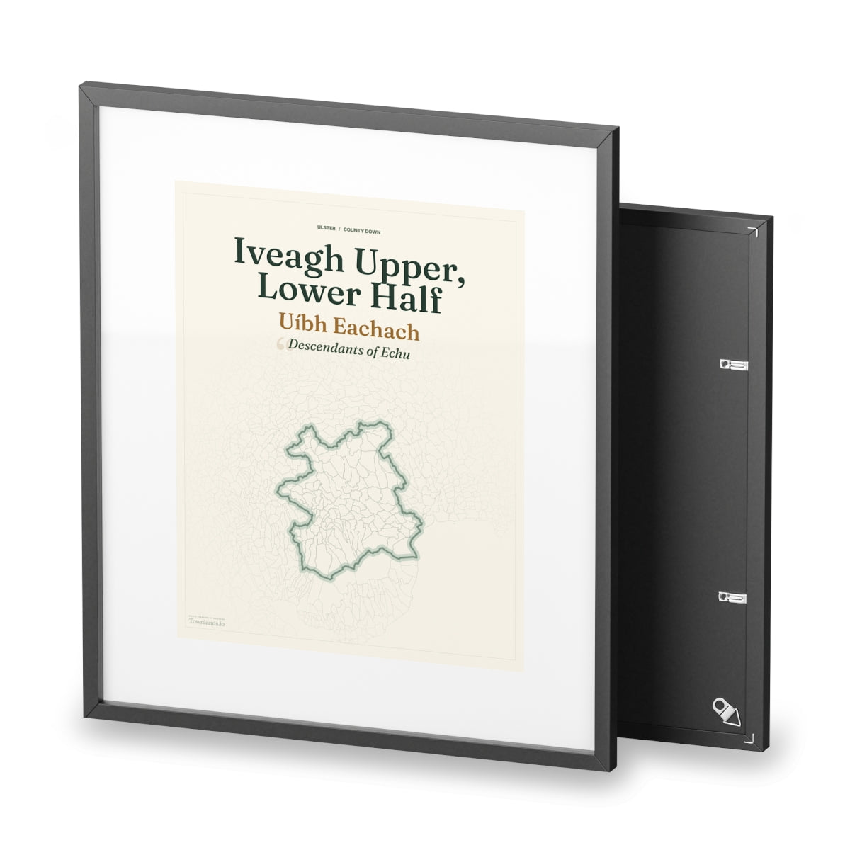 Iveagh Upper, Lower Half framed print, angled supplier view on white