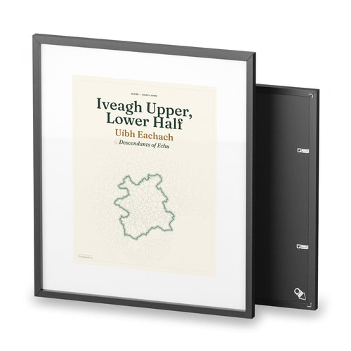 Iveagh Upper, Lower Half framed print, angled supplier view on white