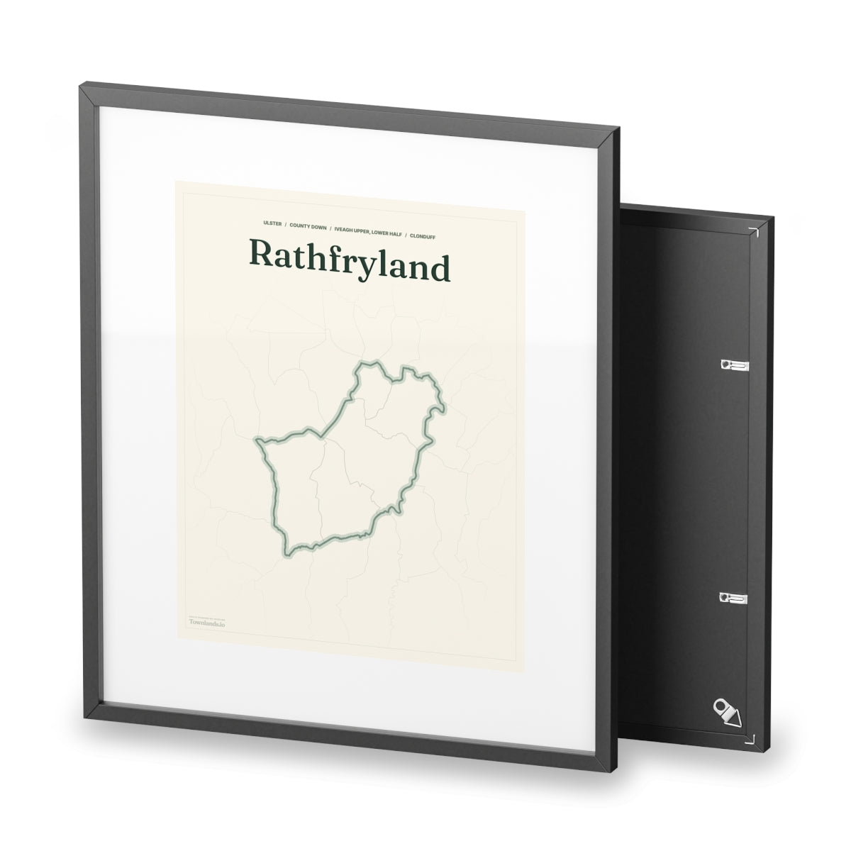 Rathfryland framed print, angled supplier view on white